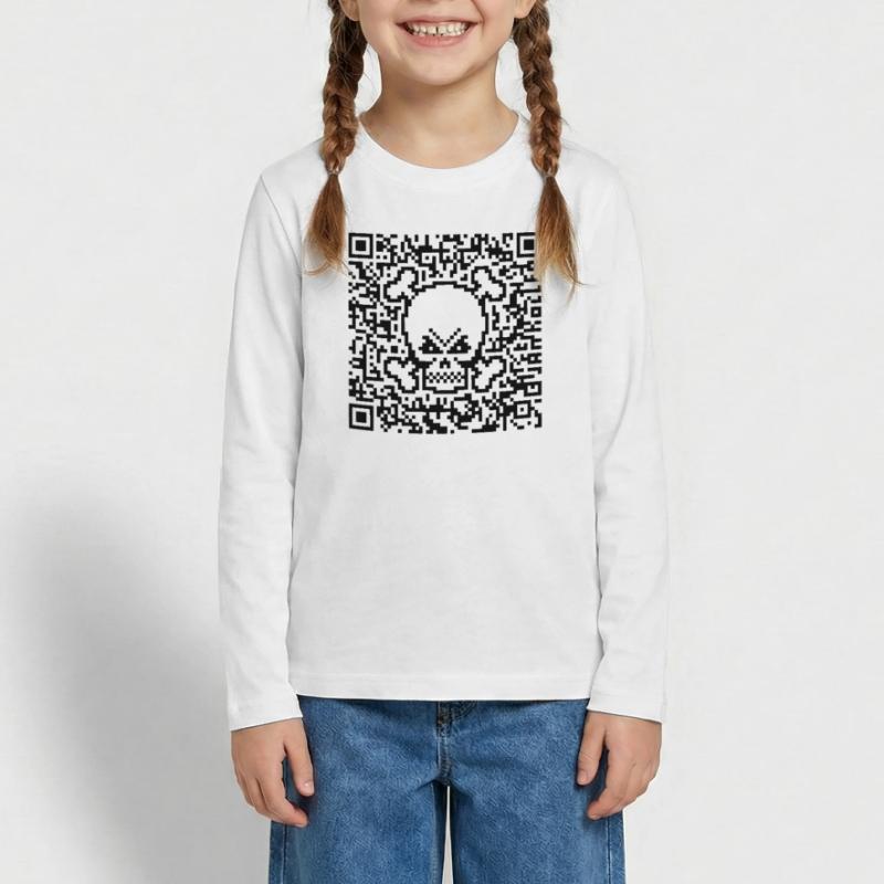 Skull / Skull (Quick Response Code / P) Teenager Premium Organic Long Sleeve Shirt