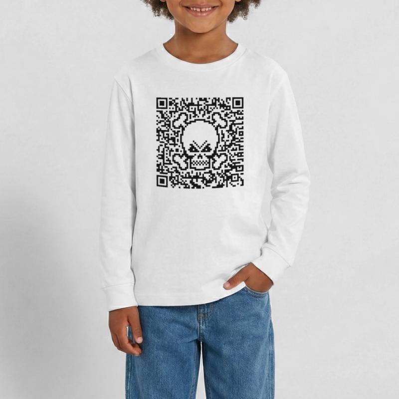 Skull / Skull (Quick Response Code / P) Teenager Premium Organic Long Sleeve Shirt