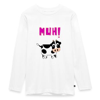 cow - Teenager Premium Organic Long Sleeve Shirt - white - Front - AI Model Kid Female (0cm)