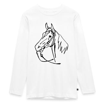 cheval western - T-shirt manches longues Premium Ado - blanc - Devant - AI Model Kid Female (0cm)