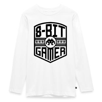 8-Bit Gamer (crest) - Teenager Premium Organic Long Sleeve Shirt - white - Front - AI Model Kid Female (0cm)