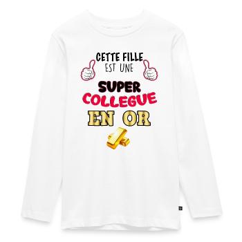 Super Collègue En Or Femme Collègue - T-shirt manches longues Premium Ado - blanc - Devant - AI Model Kid Female (0cm)