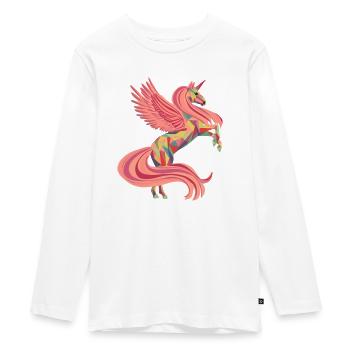 Enchanting unicorn in pink orange - Teenager Premium Organic Long Sleeve Shirt - white - Front - AI Model Kid Female (0cm)