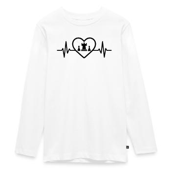 Schach Spiel Herz Strategie - Teenager Premium Bio Langarmshirt - Weiß - Vorne - AI Model Kid Female (0cm)