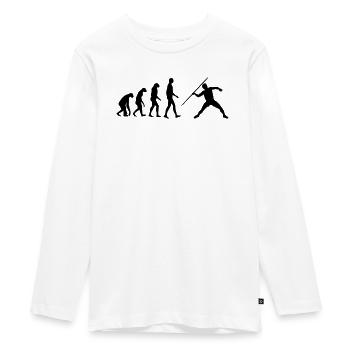 Speerwurf / Diskuswurf / Kugelstoßen / Hammerwurf - Teenager Premium Bio Langarmshirt - Weiß - Vorne - AI Model Kid Female (0cm)