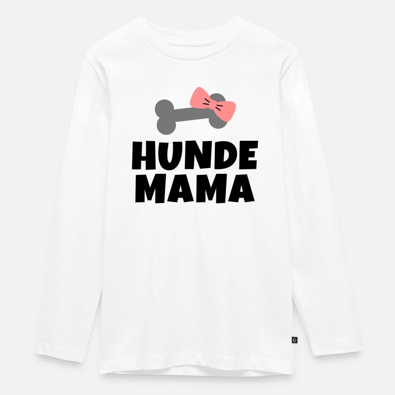 Hunde Mama - Teenager Premium Bio Langarmshirt - Weiß