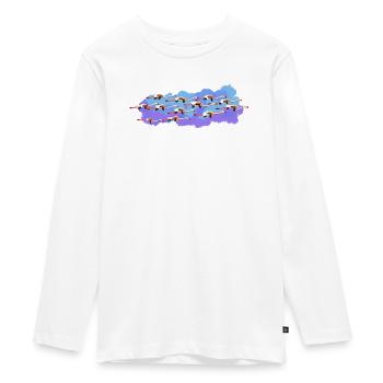 Flamingos auf der Straße - Teenager Premium Bio Langarmshirt - Weiß - Vorne - AI Model Kid Female (0cm)