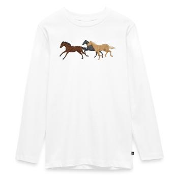 Three Horses - Teenager Premium Bio Langarmshirt - Weiß - Vorne - AI Model Kid Female (0cm)