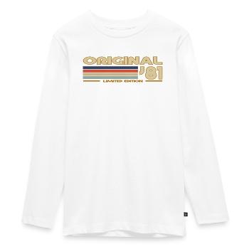 1981 - Teenager Premium Bio Langarmshirt - Weiß - Vorne - AI Model Kid Female (0cm)