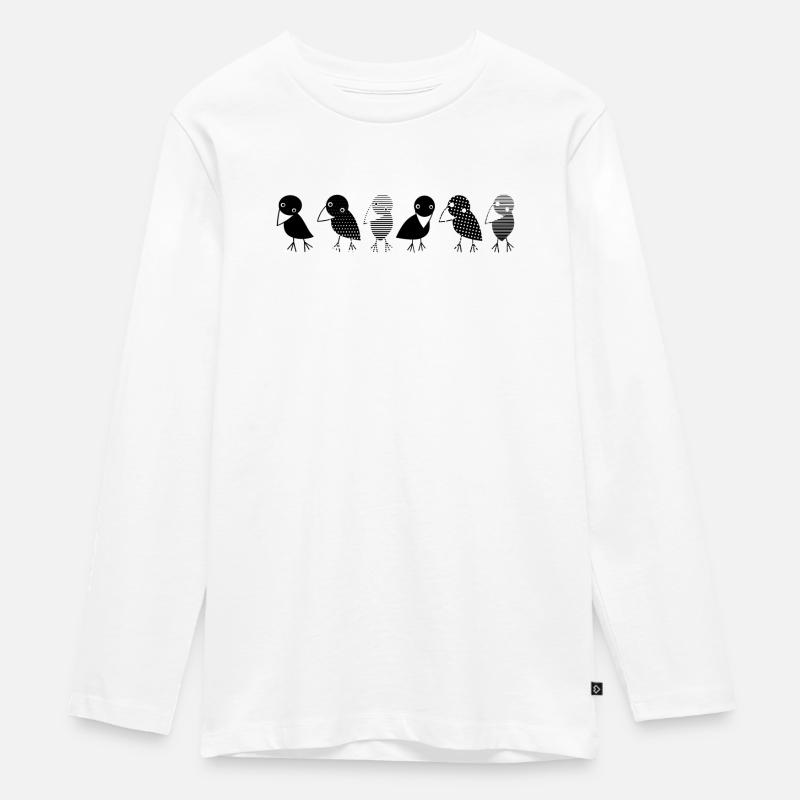 Les corbeaux en un coup d’œil. Corbeaux douillets sur une rangée - T-shirt manches longues Premium Ado - blanc