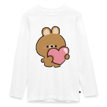 Lapin romantique - T-shirt manches longues Premium Ado - blanc - Devant - AI Model Kid Female (0cm)