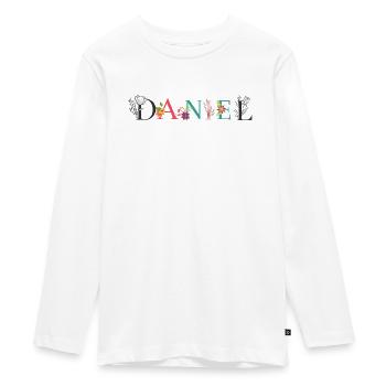 Art du nom DANIEL avec des fleurs brodées - T-shirt manches longues Premium Ado - blanc - Devant - AI Model Kid Female (0cm)