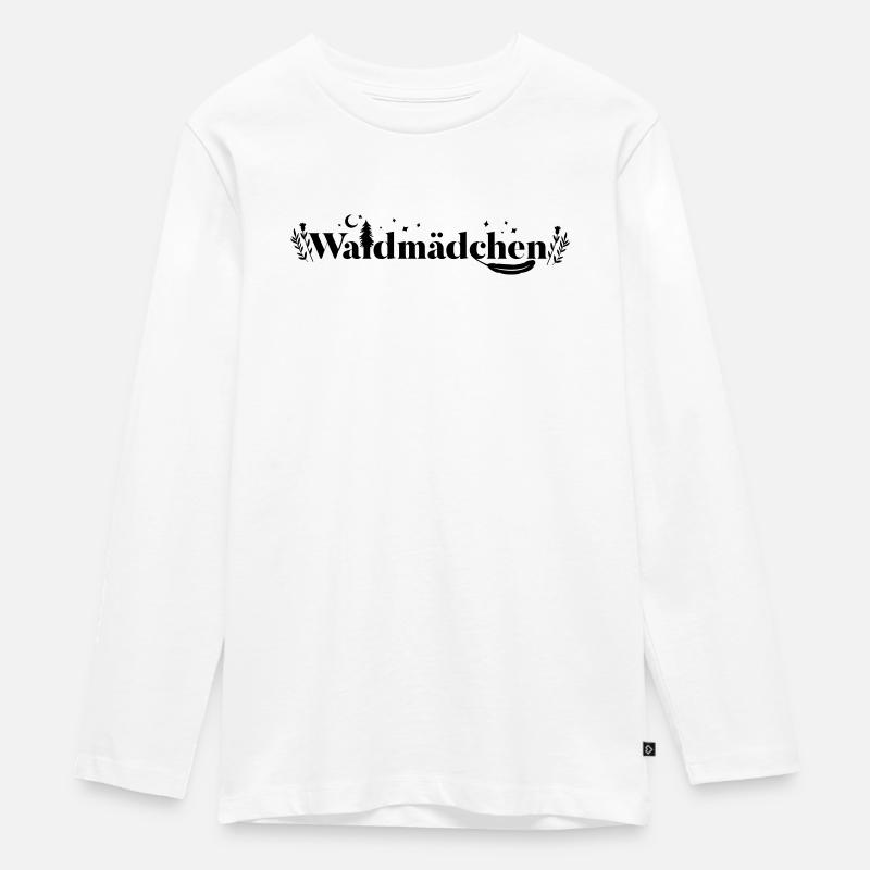 Waldmädchen – Wild. Frei. Echt. - Teenager Premium Bio Langarmshirt - Weiß