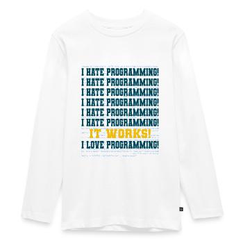 Programmer saying - Teenager Premium Organic Long Sleeve Shirt - white - Front - AI Model Kid Female (0cm)