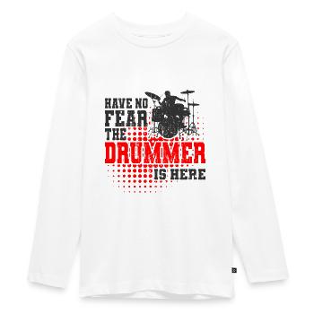 drummer - Teenager Premium Organic Long Sleeve Shirt - white - Front - AI Model Kid Female (0cm)