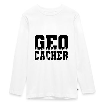 Geocaching - Teenager Premium Organic Long Sleeve Shirt - white - Front - AI Model Kid Female (0cm)