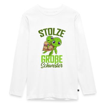 Große Schwester Schildkröte - Teenager Premium Bio Langarmshirt - Weiß - Vorne - AI Model Kid Female (0cm)