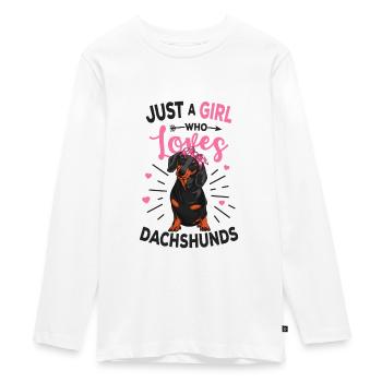 teckel - T-shirt manches longues Premium Ado - blanc - Devant - AI Model Kid Female (0cm)