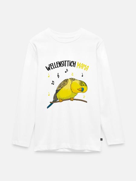Wellensittich - Teenager Premium Bio Langarmshirt - Weiß