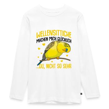 Wellensittich - Teenager Premium Bio Langarmshirt - Weiß - Vorne - AI Model Kid Female (0cm)