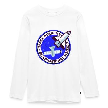 Space Academy International bleu Vintage - Teenager Premium Bio Langarmshirt - Weiß - Vorne - AI Model Kid Female (0cm)