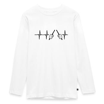 EIN HERZ SCHLÄGT FÜR DRUMS - Teenager Premium Bio Langarmshirt - Weiß - Vorne - AI Model Kid Female (0cm)