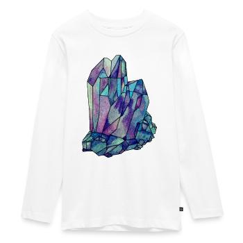 Cristal Gemstone Diamant Bijou bleu turquoise violet - T-shirt manches longues Premium Ado - blanc - Devant - AI Model Kid Female (0cm)