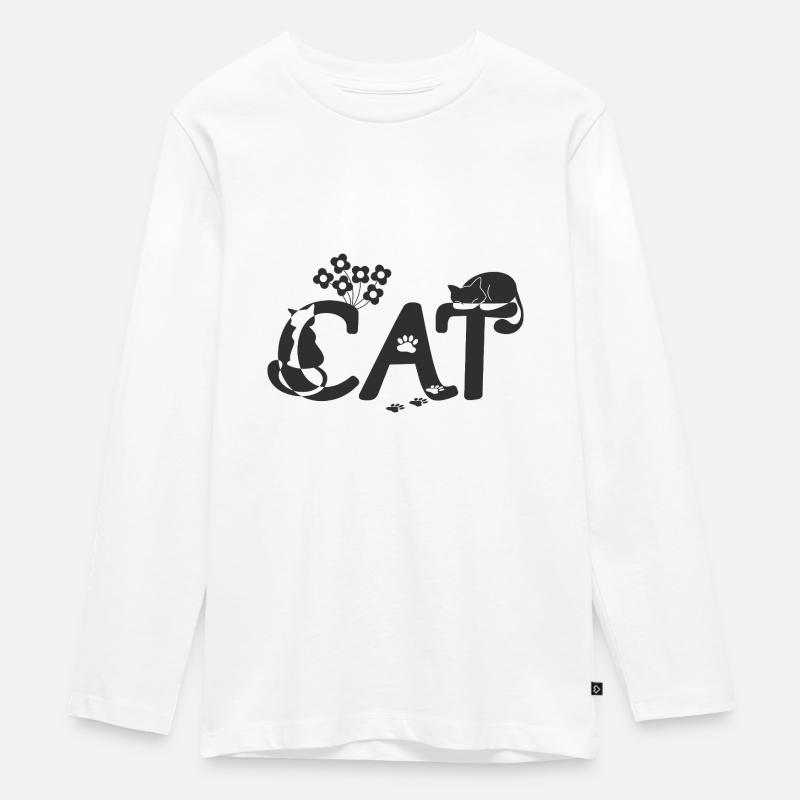 Chat avec chat (noir) - T-shirt manches longues Premium Ado - blanc