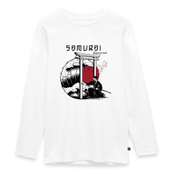 Samurai gegen Welle - Teenager Premium Bio Langarmshirt - Weiß - Vorne - AI Model Kid Female (0cm)