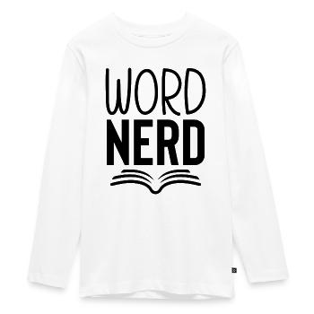 Word Nerd - Teenager Premium Bio Langarmshirt - Weiß - Vorne - AI Model Kid Female (0cm)