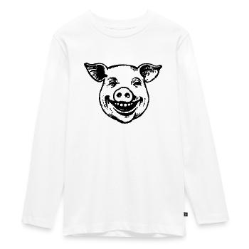 Pig Piggy - Teenager Premium Organic Long Sleeve Shirt - white - Front - AI Model Kid Female (0cm)