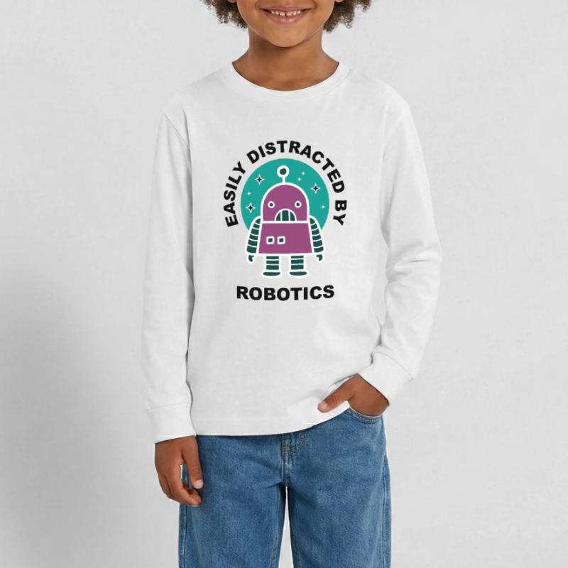 Distracted by Robots Students Robotic Engineer Teenager Premium Organic Long Sleeve Shirt