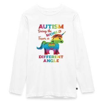 Autism Awareness Kids Autism Unicorn Distressed - Teenager Premium Organic Long Sleeve Shirt - white - Front - AI Model Kid Female (0cm)