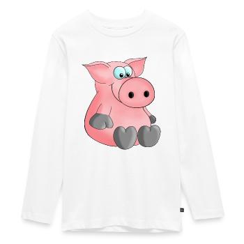 Herziges Ferkelchen - Teenager Premium Bio Langarmshirt - Weiß - Vorne - AI Model Kid Female (0cm)