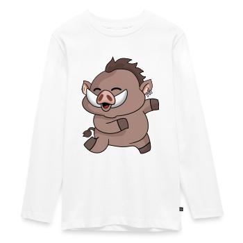 dancing boar dancer animal - Teenager Premium Organic Long Sleeve Shirt - white - Front - AI Model Kid Female (0cm)