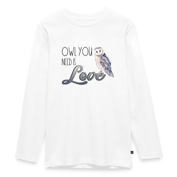 Boho Hibou Uhu partenaire amour waldtier Doux Câlin - T-shirt manches longues Premium Ado - blanc - Devant - AI Model Kid Female (0cm)