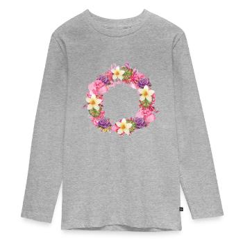 empty,flowers,floral wreath,illustration - Teenager Premium Organic Long Sleeve Shirt - heather grey - Front