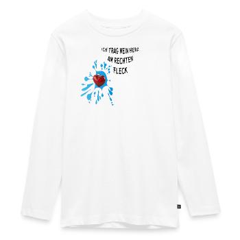 Herz am rechten Fleck - Teenager Premium Bio Langarmshirt - Weiß - Vorne - AI Model Kid Female (0cm)