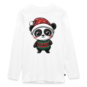 Panda Weihnachten - Teenager Premium Bio Langarmshirt - Weiß - Vorne - AI Model Kid Female (0cm)