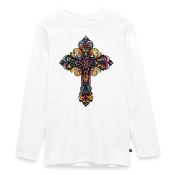 Symbole de la croix - T-shirt manches longues Premium Ado - blanc - Devant - AI Model Kid Female (0cm)