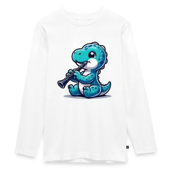 Dino Flutist Design Mignon - T-shirt manches longues Premium Ado - blanc - Devant - AI Model Kid Female (0cm)
