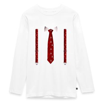 Festive Christmas Tie and Suspenders Funny Xmas - Teenager Premium Organic Long Sleeve Shirt - white - Front - AI Model Kid Female (0cm)