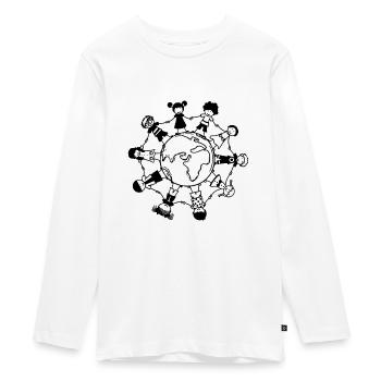 Peace - Teenager Premium Organic Long Sleeve Shirt - white - Front - AI Model Kid Female (0cm)