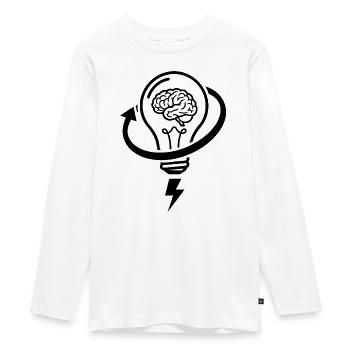 Gehirn und Lampe – Brainstorming-Sitzung - Teenager Premium Bio Langarmshirt - Weiß - Vorne - AI Model Kid Female (0cm)