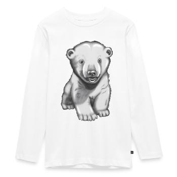 Chemise ours polaire dessinée à la main - T-shirt manches longues Premium Ado - blanc - Devant - AI Model Kid Female (0cm)