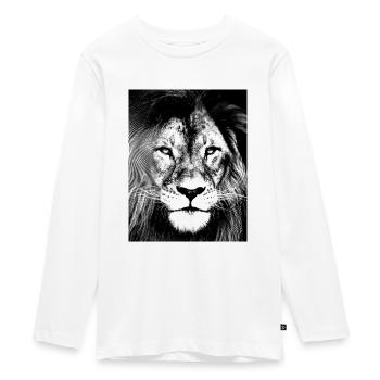 Löwe schwarz weiß Design - Teenager Premium Bio Langarmshirt - Weiß - Vorne - AI Model Kid Female (0cm)