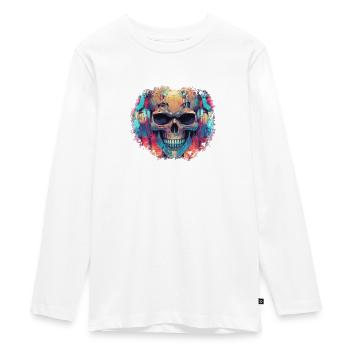 Cyberpunk Skull // TechSkull Matrix - Teenager Premium Organic Long Sleeve Shirt - white - Front - AI Model Kid Female (0cm)