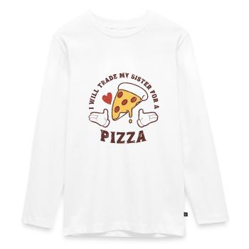 Échange de pizzas - T-shirt manches longues Premium Ado - blanc - Devant - AI Model Kid Female (0cm)