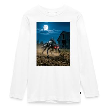 Chupacabra, reptilian goat-sucker cryptid of Latin - Teenager Premium Organic Long Sleeve Shirt - white - Front - AI Model Kid Female (0cm)