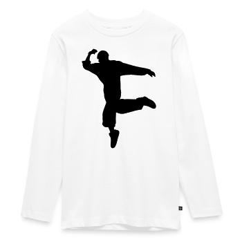 Silhouette B-Boy – Mouvement de breakdance - T-shirt manches longues Premium Ado - blanc - Devant - AI Model Kid Female (0cm)